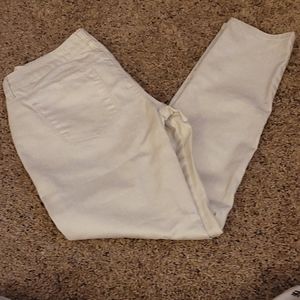 Shimmery white zipper skinny jeans